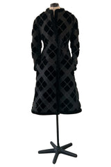 Fantastic 1970s Givenchy Top Stitched & Pacthwork Mixed with Faux Fur Deep Brown Coat