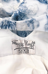 c.1963 Maggy Rouff Haute Couture Pale Metallic Blue Net & Ribbon Dress