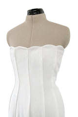 Instantly Recognizable Spring 1992 Valentino Strapless All White Vertical Paneled Dress