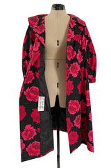 Documented 1962 Marc Bohan for Christian Dior Rose Printed Coated Cotton Raincoat