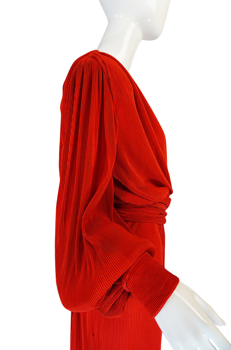 Late 1970s Loris Azzaro Couture Red Pant & Wrap Top