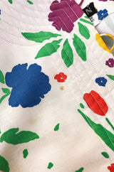 1970s Pierre Balmain Brilliant Floral Print Thai Silk Caftan Dress