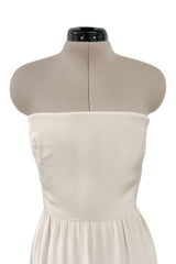 Mid 1950s to Early 1960s Christian Dior Demi-Couture Ivory Silk Strapless Dress & Stole