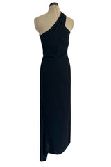 Gorgeous Fall 1998 Chanel by Karl Lagerfeld Runway Black Crepe One Shoulder Dress