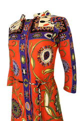 1960s Emilio Pucci Printed Silk Dress w Coppola e Toppo Tassel Belt