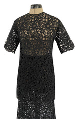 Resort 2015 Valentino Bold Black Lace Full Length Skirt w Matching Tunic / Mini Dress Set