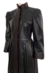Documented Fall 1976 Yves Saint Laurent Russian Collection Leather Coat w Sheared Sheepskin Trim