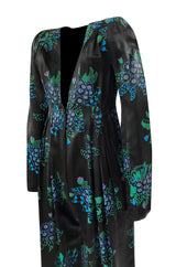 c. 1974 Ossie Clark Celia 'One Step Two Step' Celia Birtwell Print Black Jumpsuit