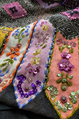 1960s Valentina Beaded & Sequin Elaborate Printed Felt Jersey Maxi Skirt