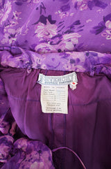 1977 Documented Givenchy Purple Silk Chiffon Gown