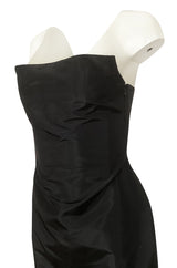 Minimalist 1990s Richard Tyler Couture Strapless Black Silk Dress