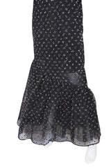 1980s Mr Blackwell Silk Eyelash Detail Gown