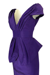 A/W 2013 Oscar De La Renta Runway Sculptural Purple Silk Dress