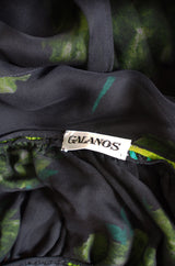 1970s Couture Galanos Dramatic Silk Gown