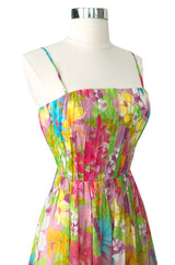 1950s Nat Kaplan Pleated Bodice Insanely Pretty Floral Print Dress