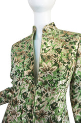 1960s Ceil Chapman Green Metallic Silk Brocade Mini Dress