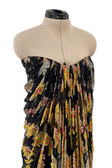 Stunning Spring 2010 Alexander McQueen Intricately Printed Strapless Bias Cut Dress