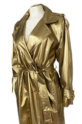 1980s Christian Dior Gold Coated Metallic Oversized Trench Coat
