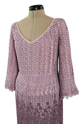 Chic 1968 Pierre Cardin Haute Couture Dress w Graduated Hand Made Purple Guipure Crochet Lace