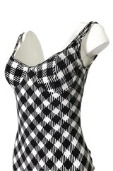 1995 Christian Dior by Gianfranco Ferre Runway Graphic B&W Dress