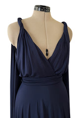 Cruise 2020 Christian Dior by Maria Grazia Chiuri Deep Blue Cape Back Jersey Dress