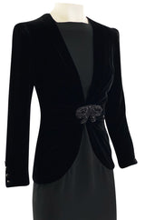 Fall 1985 Valentino Haute Couture Silk Crepe with Black Velvet & Crystal Bow Dress