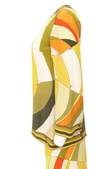 1960s Emilio Pucci Citrus Colors Silk Button Tunic Top & Cropped Pant Set