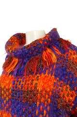 Fall 1993 Yves Saint Laurent Documented Fringed Knit Tunic Mini Dress