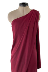 Fabulous 1970s Unlabeled Burgundy Jersey One Shoulder Wide Leg Jumpsuit