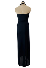 Versatile 1970s Loris Azzaro Multi Tie - One Shoulder or Halter - Black Jersey Dress