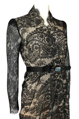 Fall 2010 Alexander McQueen Black Scalloped Lace Wrap Dress
