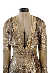 Highly Documented Fall 2006 Gucci by Frida Giannini Runway Gold Sequin Mini Dress
