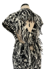 Runway Fall 2011 Chanel by Karl Lagerfeld Black & Ivory Knit Dress w Fringed Open Back