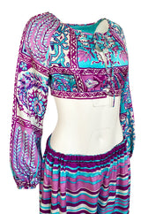 Spring 1970 Donald Brooks Documented Cropped Top & Pants Silk Set