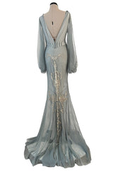Important Fall 2009 John Galliano “Beautifully Iced Maidens” Beaded Net Pale Blue Grey Dress