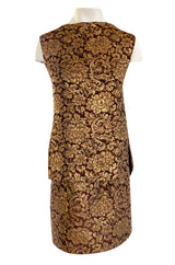 Extraordinary 1968 Christian Dior Documented Gold Metallic Silk Brocade Three Piece Dress Set