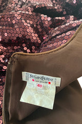 Fall 1996-97 Yves Saint Laurent Burgundy Sequin Micro Mini Dress or Tunic