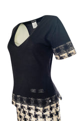 2005 Cruise Chanel Classic Boucle Skirt & Black Cashemere Top Set