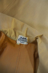 Late 1950s Rare Hermes Coated Cotton Trench Coat