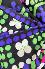 c.1974 Lanvin Bright Purple & Green Printed Jersey Full Length Maxi Skirt