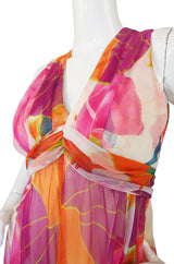 1970s Mignon Pink Halter Chiffon Gown