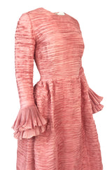 1960s Sybil Connolly Couture 'Non Chalance' Pink Pleated Linen Dress