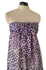 Gorgeous Spring 1977 Givenchy Runway Ad Campaign Strapless Purple Silk Chiffon Dress