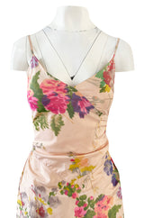 Exceptional Spring 1995 Bill Blass Runway & Book Piece Floral Silk Taffeta & Gingham Dress