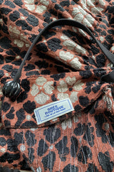 Early 1980s Madame Gres Silver Thread Ruffled Floral Print Maxi Skirt