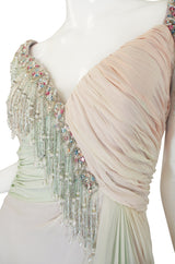 1970s Bob Mackie Pastel & Beaded Silk Gown