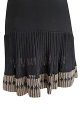 Early 1990s Azzedine Alaia Black Knit Mini Dress w Sheer Raised Edge Skirt & Boy Short Interior