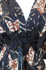 1970s Silk & Gold Thread Galanos Gown