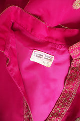 1960s Pink Chiffon & Gold Mexican Dress