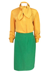 Colorful 1980s Bill Blass Three-Piece Suit in Salmon Pink, Green & Yellow